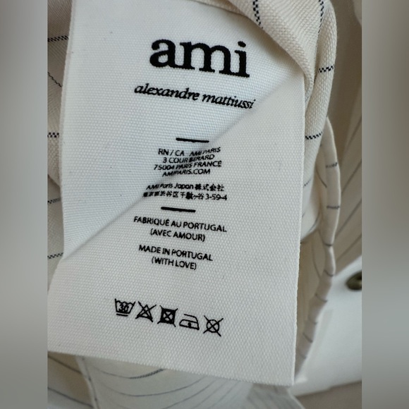 NWT AMI PARIS Striped Cotton Oxford Shirt - Picture 10 of 11